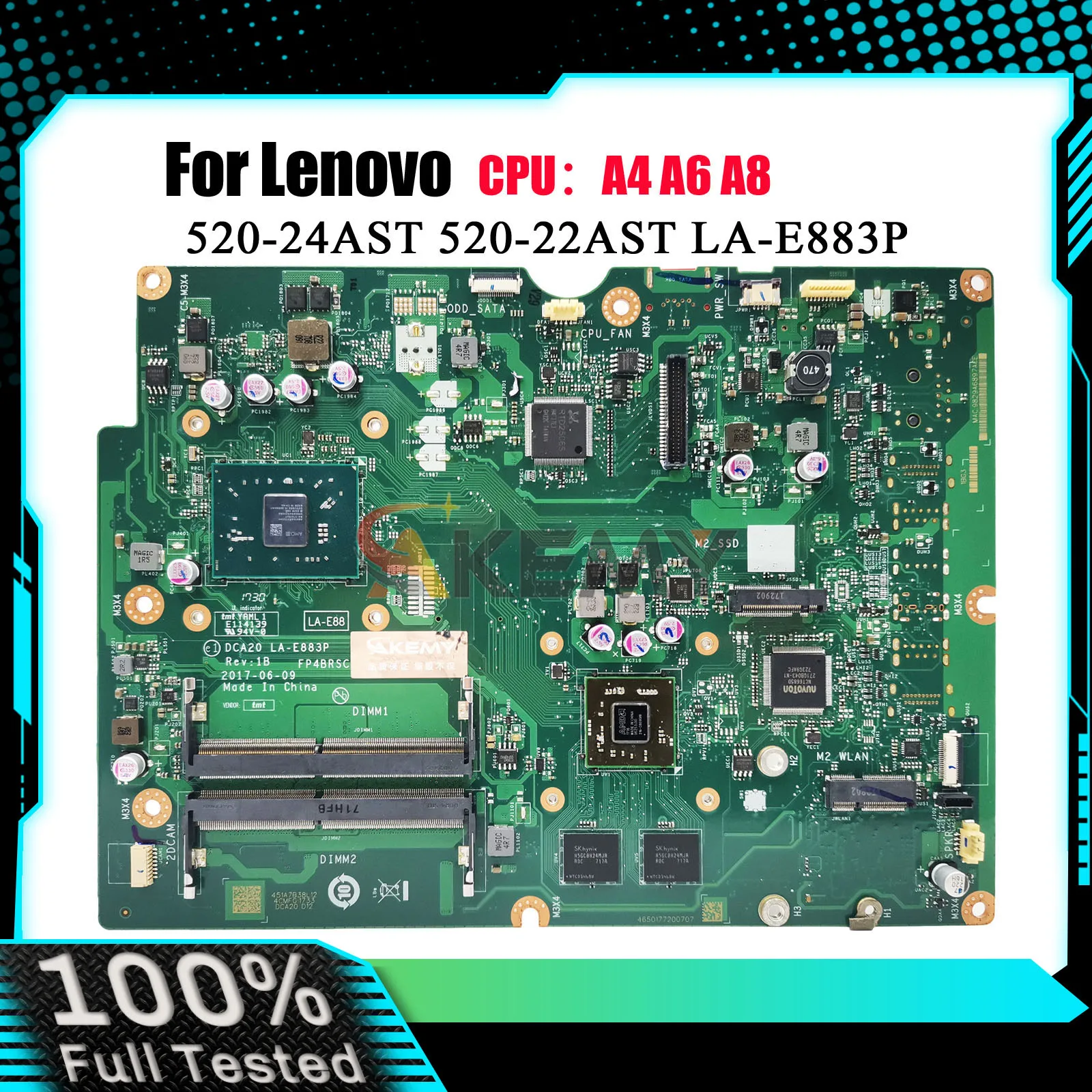 

Motherboard LA-E883P For Lenovo AIO 520-24AST with EM9010 AM9120 CPU 100% Fully Tested