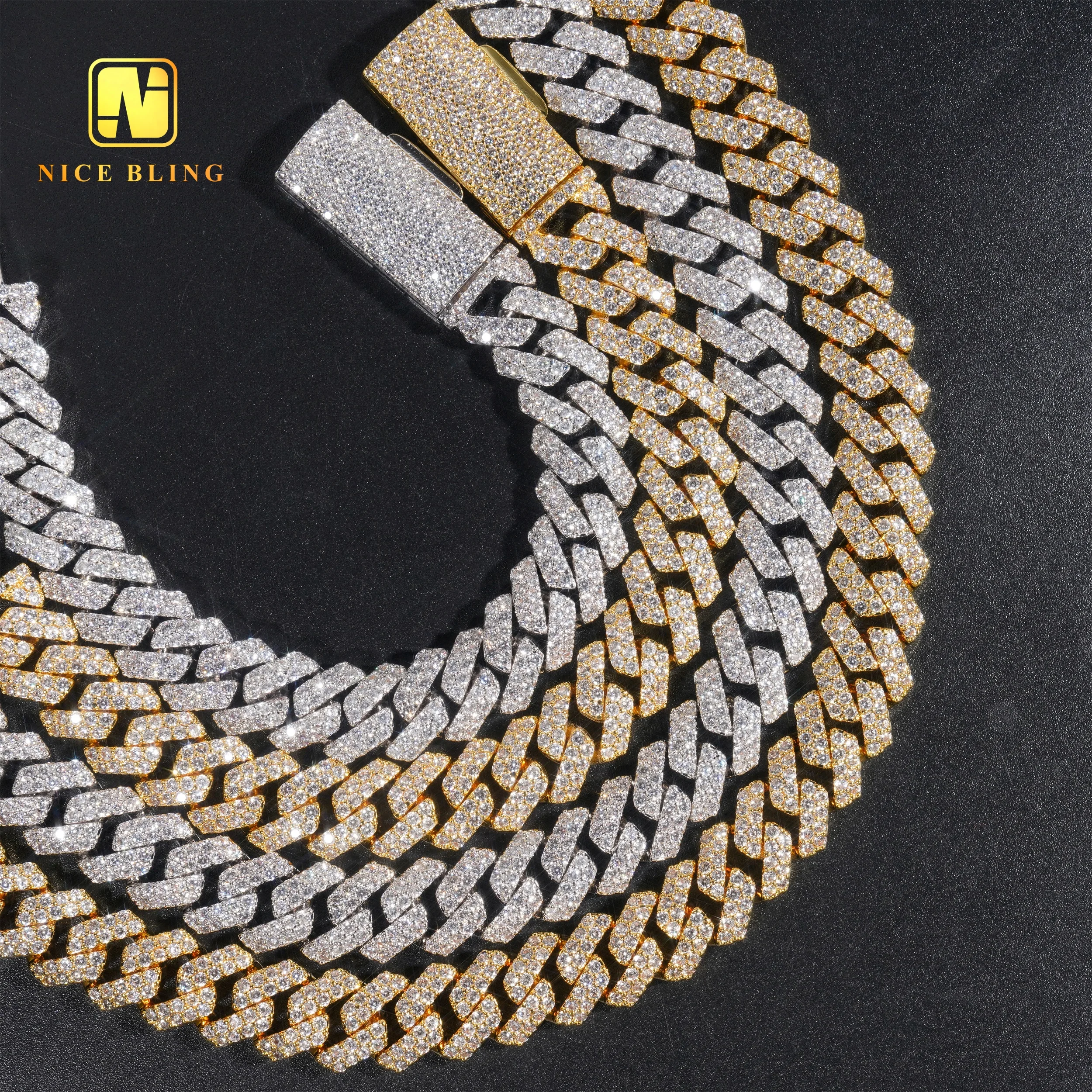 18K Plated Gold Brass Cuban Chains Fashion Hip Hop Men 12mm 5a Moissanite Cuban Link Cubic Zirconia Necklace and Bracelet..