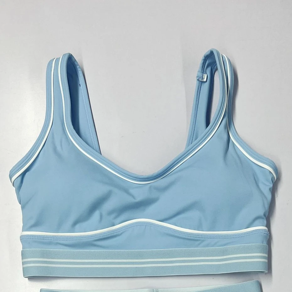 Damesondergoedlijn Contrastkleur Nude Shorts Set Beauty Back Pullover Strakke sportkleding Dames Gym Sport Fitnesskleding
