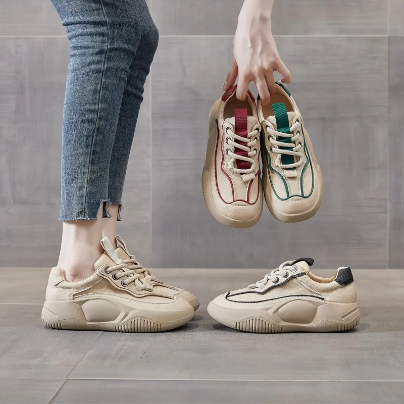 รองเท้ากีฬาพื้นเดี่ยวของผู้หญิงรองเท้าคุณพ่อระบายอากาศได้ดีรองเท้าหลากหลายใหม่เบาพื้นรองเท้าหนาเหมาะกับฤดูใบไม้ร่วง