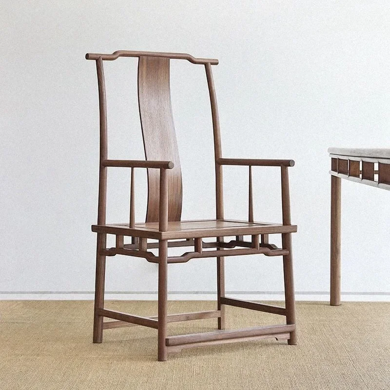 New Chinese-style North American black walnut official hat chair Taishi chair Song-style aesthetic zen armchair tea room