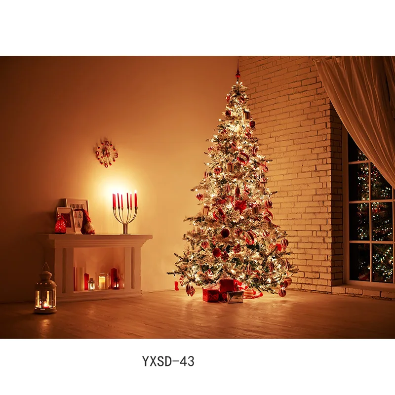 ZHISUXI Christmas Theme Indoor Photography Background Christmas tree Fireplace Children Portrait Photo Backdrops 21712 YXSD-08