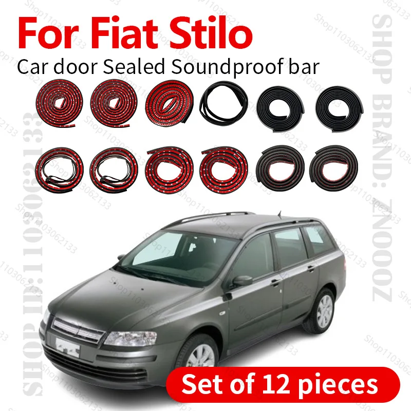 For 2001-2008 Fiat Stilo Car Door Seal Strip Rubber Double Layer Sealing Protector Soundproof Seal Dustproof Seal Strip 12PCS