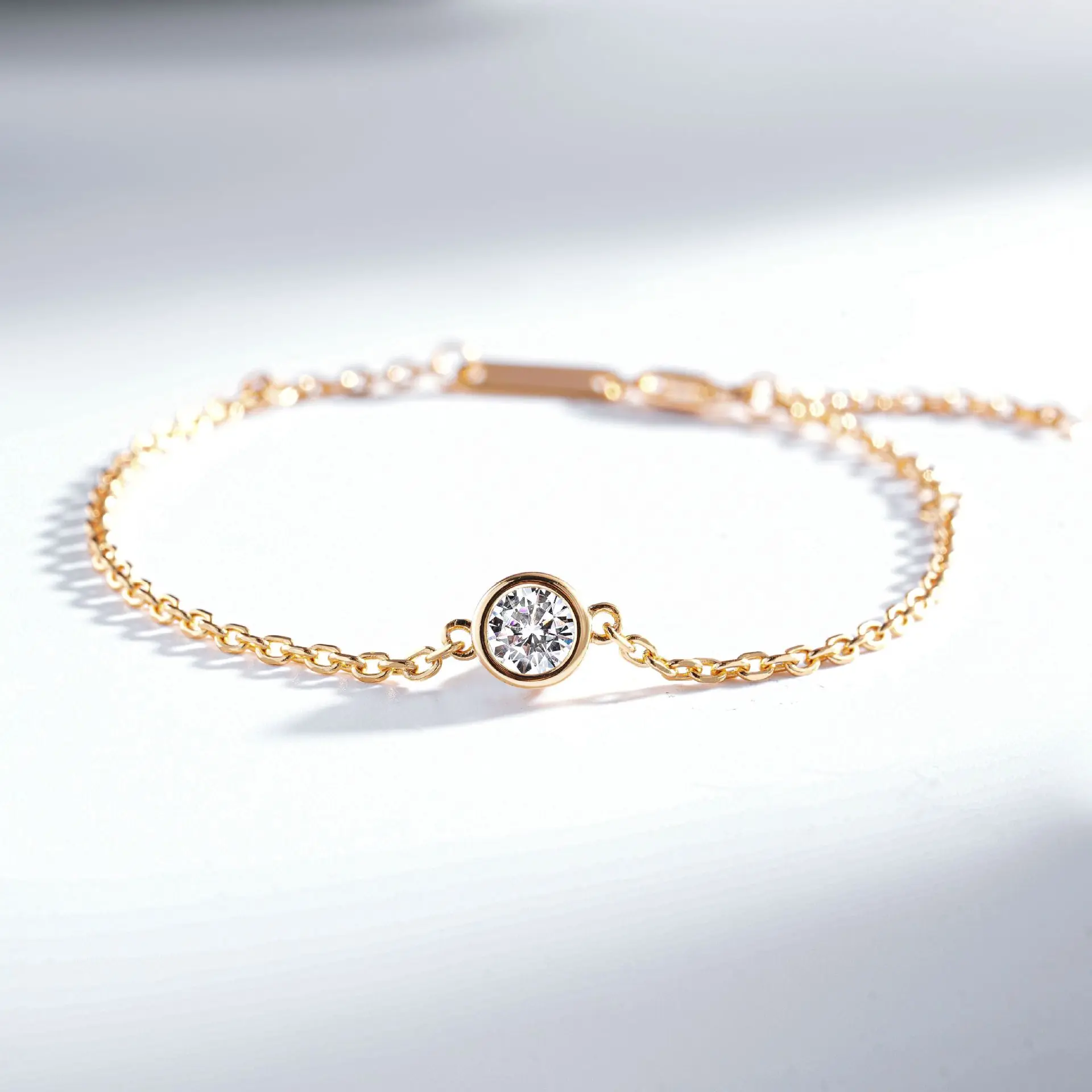 

Luxury 100% Real 18k Gold Women's Bubble Diamond Bracelet Rose Gold Bracelet