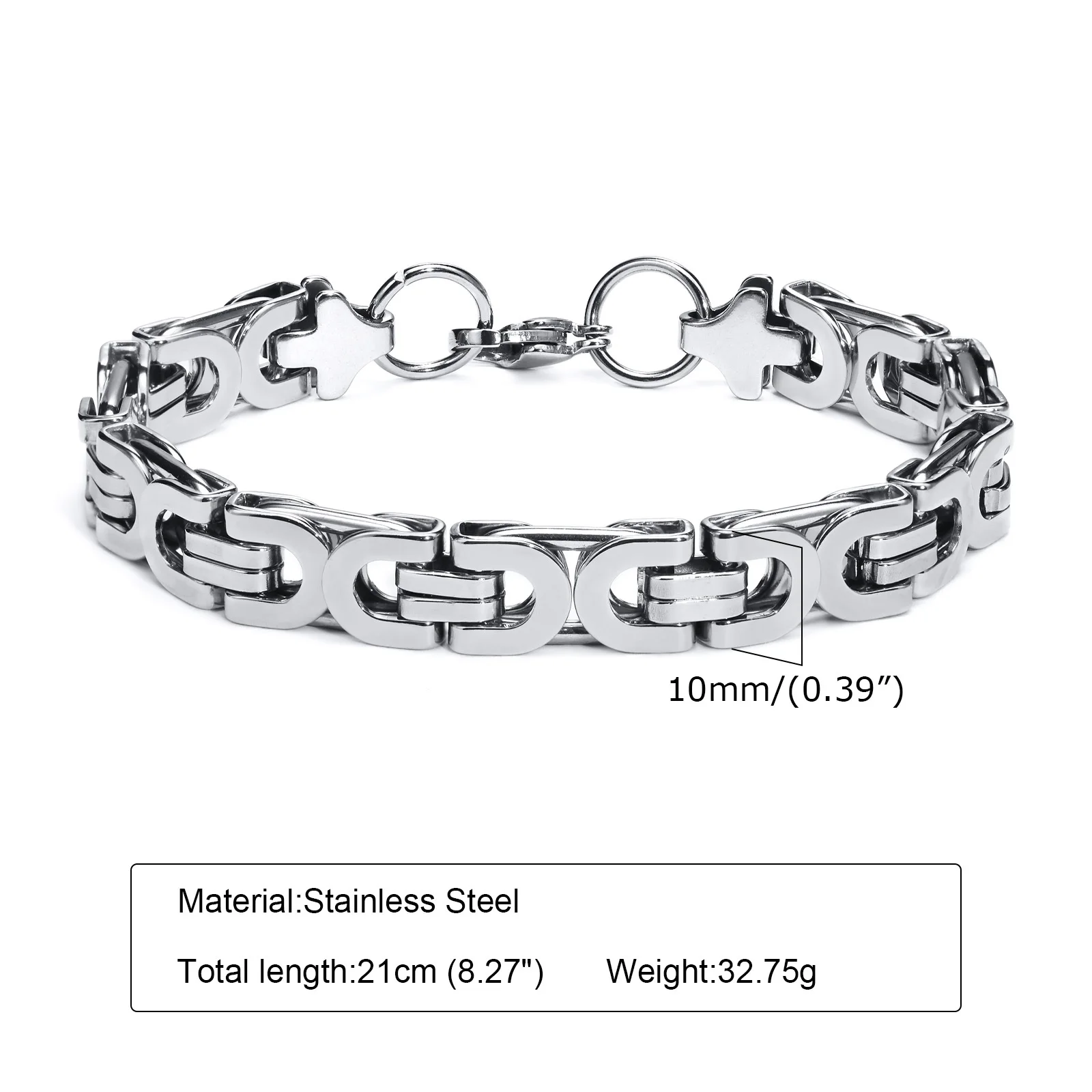 Flat Byzantine Bracelets for Men, Waterproof Stainless Steel Chain Link Wristband,Christmas Gifts to Dad Father Boyfriend BFF