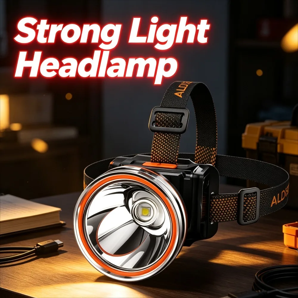 USB Rechargeable Inductive LED Headlamp Super Bright Hands‑Free Head Light for Outdoor Night Fishing Field Working Scenes