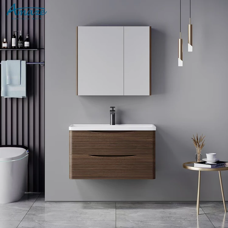 Hotel Project Luxury Bathroom Vanities Modern Double Drawers Medicine Cabinet Single Sink Wall Mounted Bathroom Sets