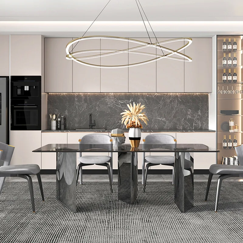 Italian Minimalist Dining Tables Tempered Glass Dining Tables Elegant Upscale Nice Home Furniture Tavoli Da Pranzo ZY40CZ