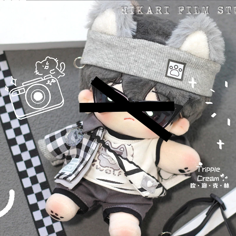 Handmade 5pc Wolf Boy Only Doll Clothes 20cm No Attribute Cool Handsome Wolf Ears Head Band Grey Coat Vest Shorts Cos Suit