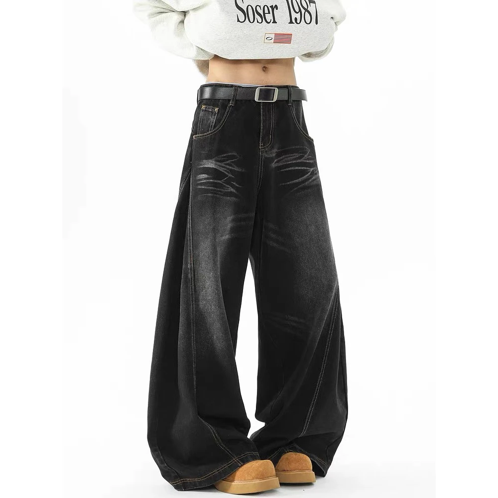 

Мужские джинсы в американском ретро-стиле, большие размеры, свободный крой, длинные брюки, повседневная одежда, весна-осень, хлопок/полиэстер