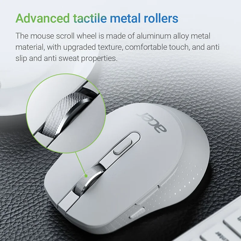 ماوس أيسر لاسلكي يدعم Bluetooth5.0 ماوس مريح كتم أزرار ماوس مزدوج الوضع للكمبيوتر اللوحي وأجهزة الكمبيوتر المحمولة والكمبيوتر الشخصي 2.4G الفئران