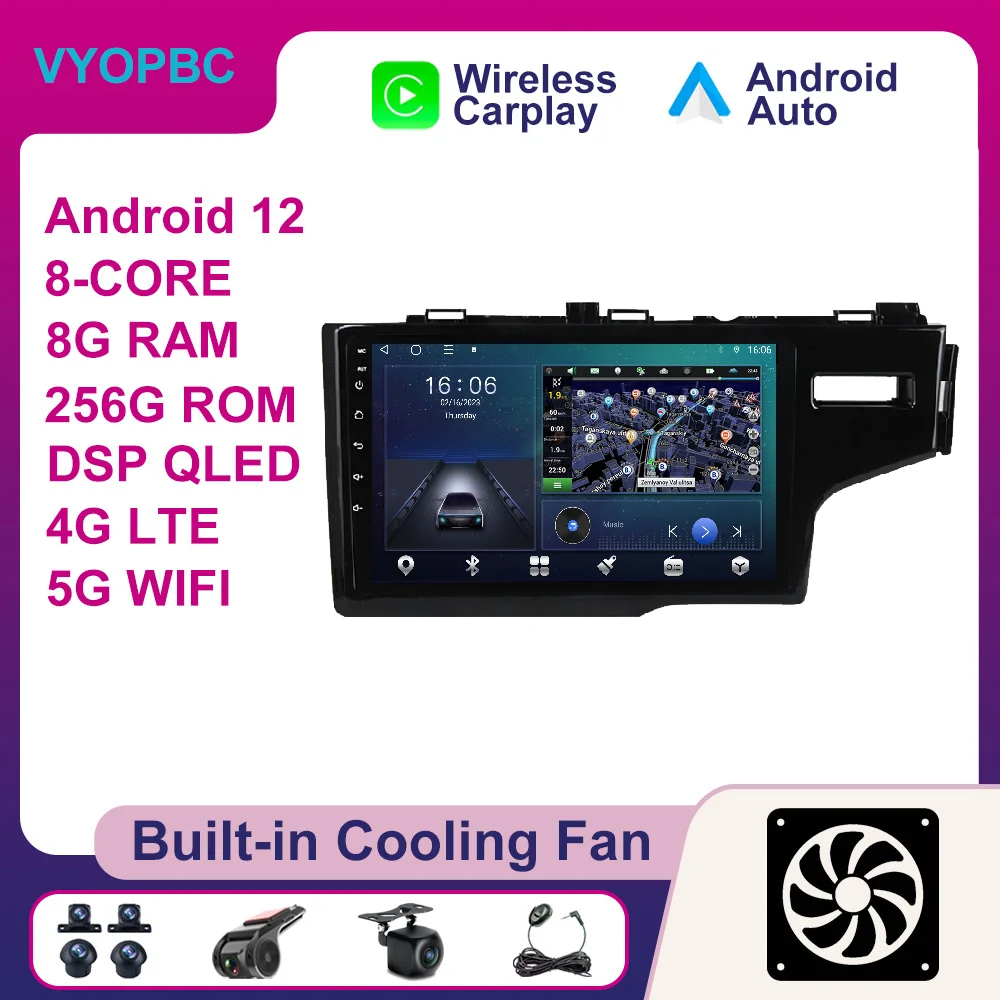 

Android 12 For Honda Fit 3 GP GK Right 2003 - 2020 Car Radio RDS Autoradio Multimedia ADAS Video Wireless Carplay Auto BT AHD