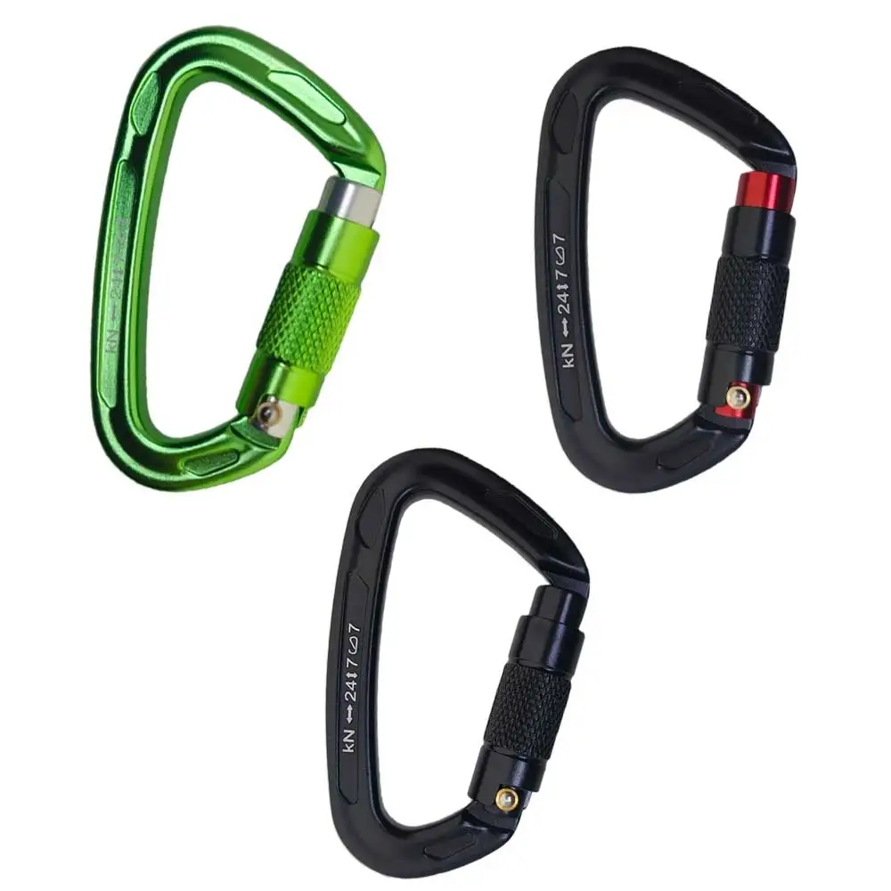 24KN Auto Locking Gate Carabiner Outdoor D-ring Buckle Climbing Rappelling Rigging Hammocks Locking Clip
