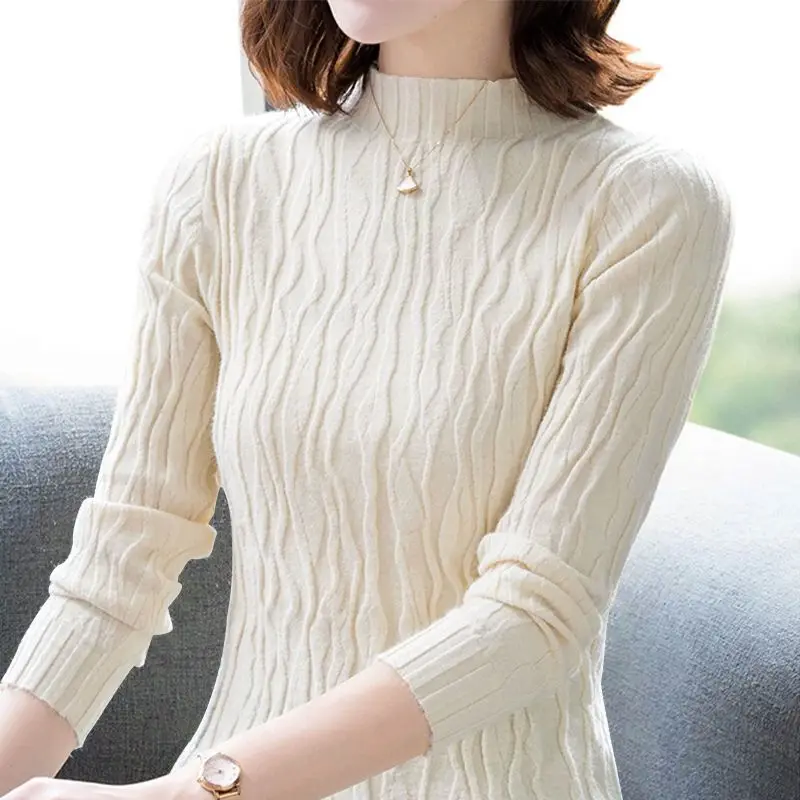 Fashion Turtleneck Knitted Solid Color All-match Sweater Women\'s Clothing 2022 Autumn New Casual Pullovers Loose Korean Tops