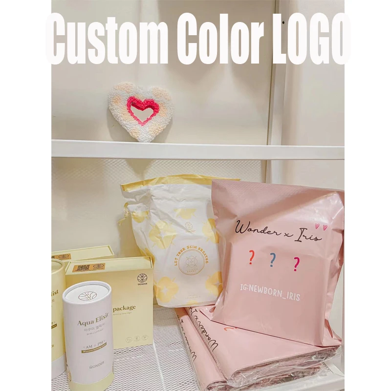 100 200 pcs Custom Color logo poly mailer printed plastic courier bags Full Print Shipping mailing bags