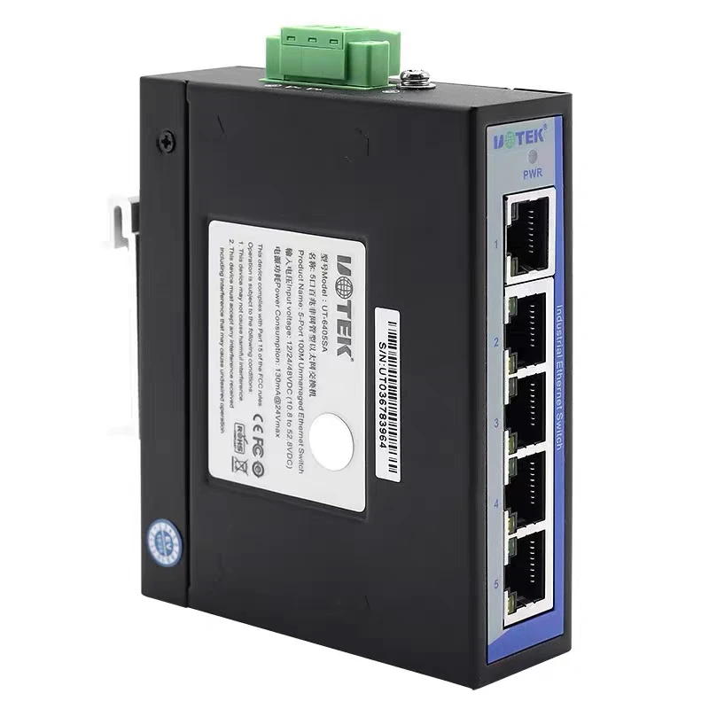 Yutai UT-6405SA 5-port 100Mbps Unmanned Ethernet Industrial Grade Rail Type Anti Static and Anti Surge