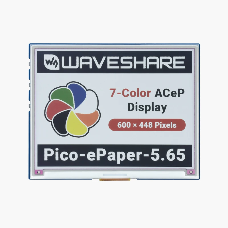Pico-ePaper-5.65 5.65inch Colorful e-Paper E-Ink Display Module for Raspberry Pi Pico, 600×448 Pixels, ACeP 7-Color