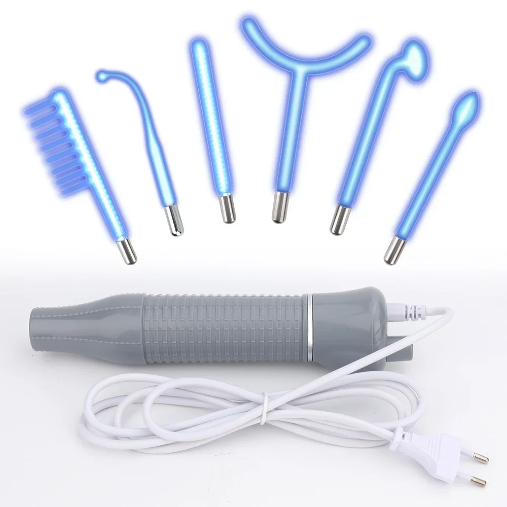 High Frequency Machine 6 In 1 Skin Therapy Electrotherapy Ozone Neon+Argon Wands For  Anti Acne Wrinkle Hair Care Beauty Health