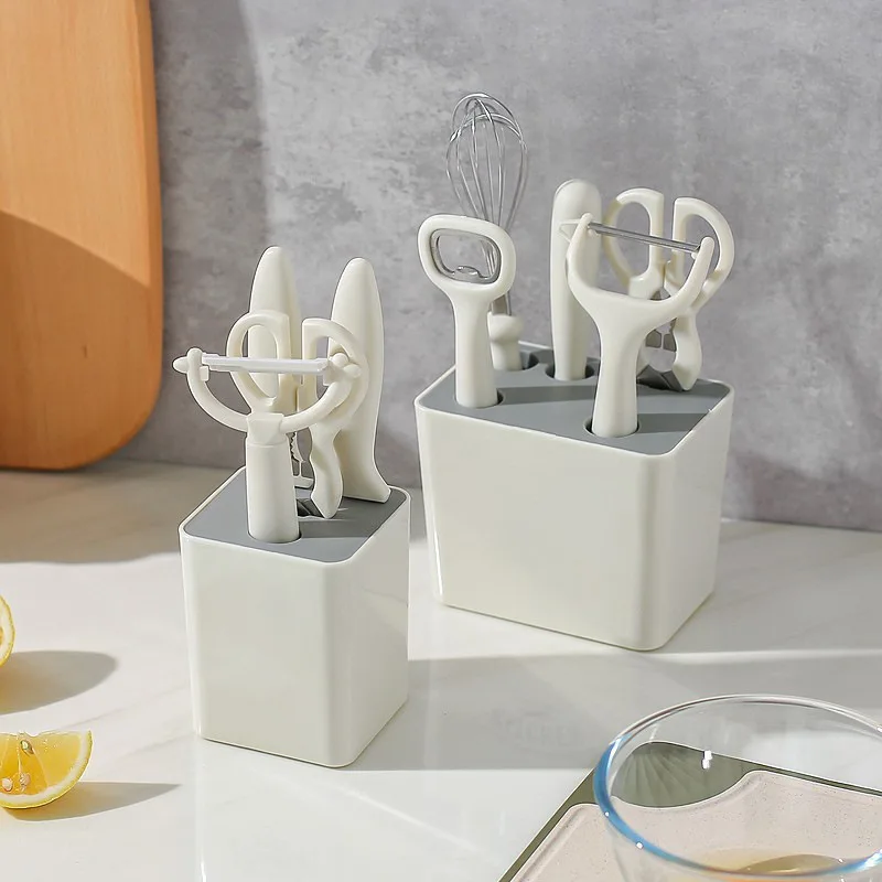 Stainless Steel Kitchen Tool Collection Featuring Ergonomic Scissors Fruit Cutter Bottle Opener Vegetable Peeler Precision Knife