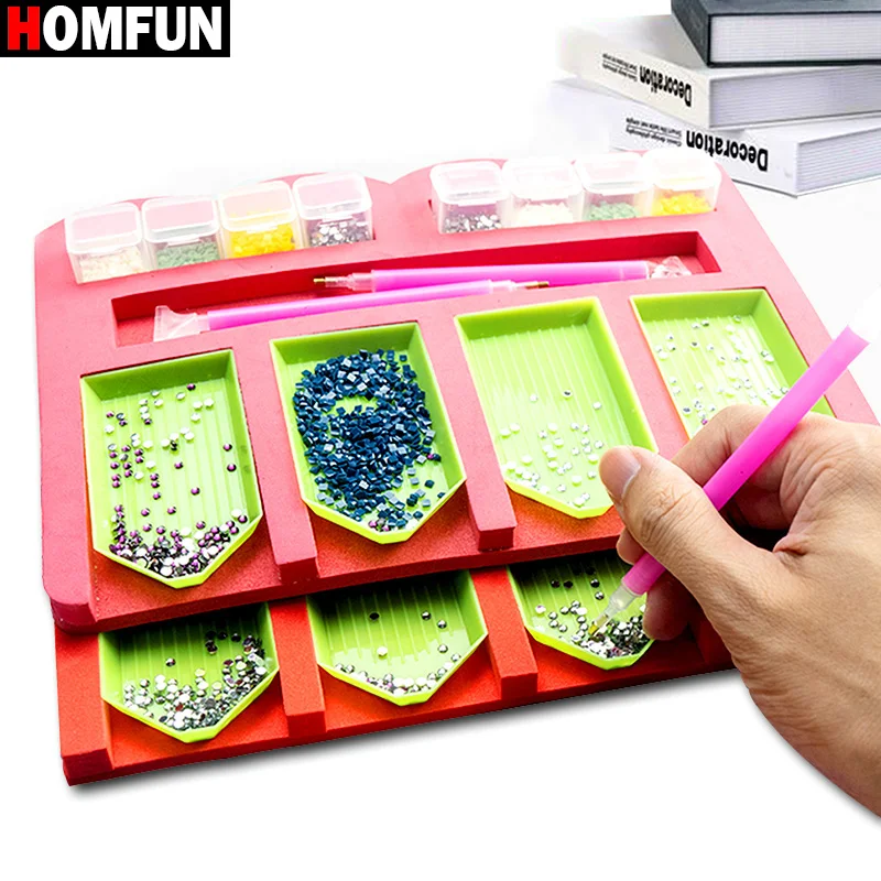 

HOMFUN лоток для алмазной живописи, держатель-органайзер, наборы для рисования «сделай сам», аксессуары для хранения алмазной вышивки, набор ручек для сверления