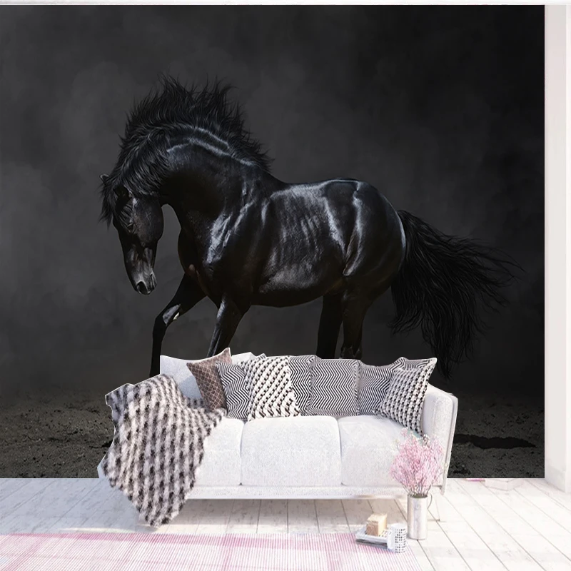 Custom Mural Wallpaper Waterproof Dark Horse Galloping Art Background Decor Living Room Children Room Bedroom Photo Wallpaper