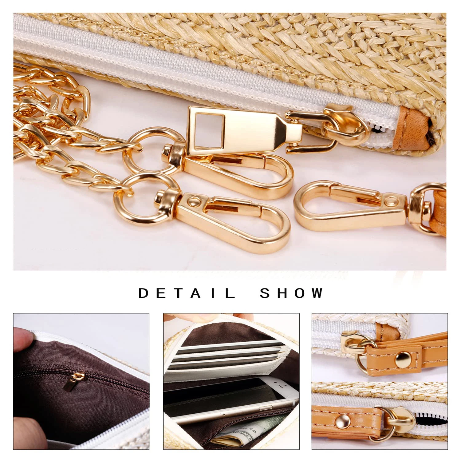 Women' S Casual Travel Straw Woven Bag Fashionable and Minimalist Large Capacity Women'S Medium-Long Wallet Clutch 01 image 4