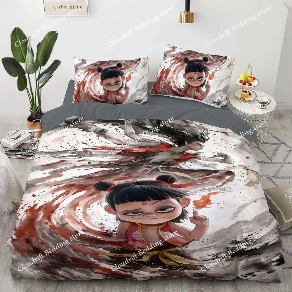 

Ne Zha 2 Demon Boy Stir in The Sea Cartoon Poster Sheets Quilt Covers Bedding Dormitory Sheets Bedding Set Soft Warm Bedding Set