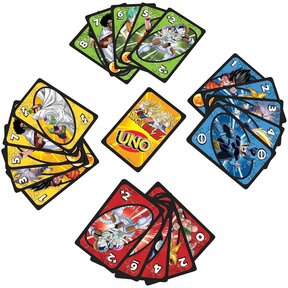 Mattel Games UNO Dragon Ball Z Card Game for Family Night Featuring Tv Show Themed Graphics and a Special Rule for 2-10 Players