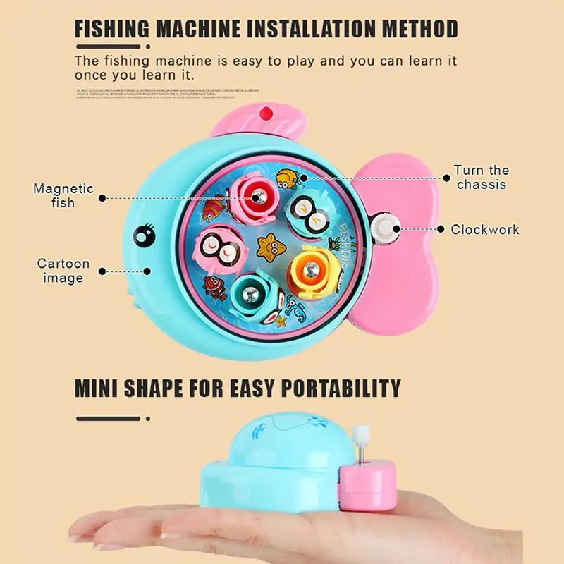 Mini Magnetic Rotating Fishing Toy Gashapon Function Improves Hand-Eye Coordination for Kids Family Play Gifts