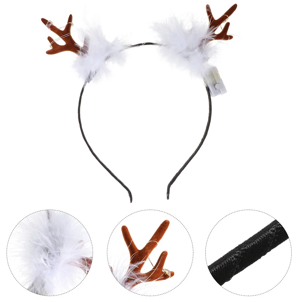 6 Pcs Luminous Antler Headband Adult Costume Xmas Hair Hoops Halloween Chic Headdress Plastic Creative Baby Hairband