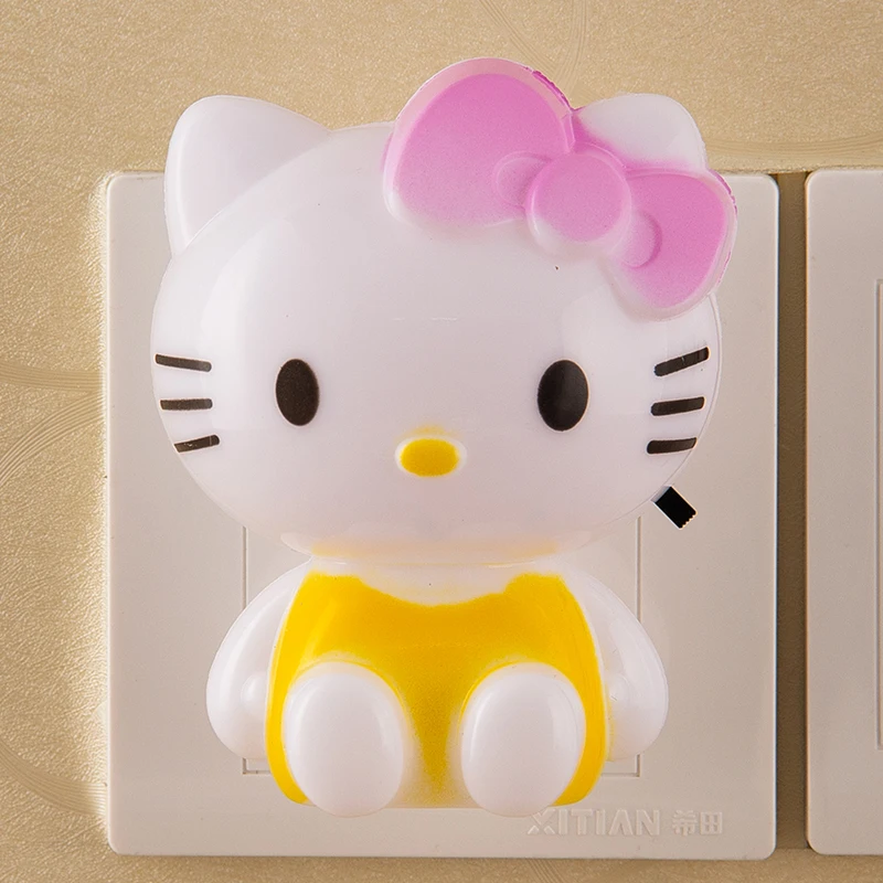 Sanrio Hello Kitty Cartoon Night Light Plug In Switch Bedroom Living Room Led Light Child Birthday Gift Decorate Ambient Light