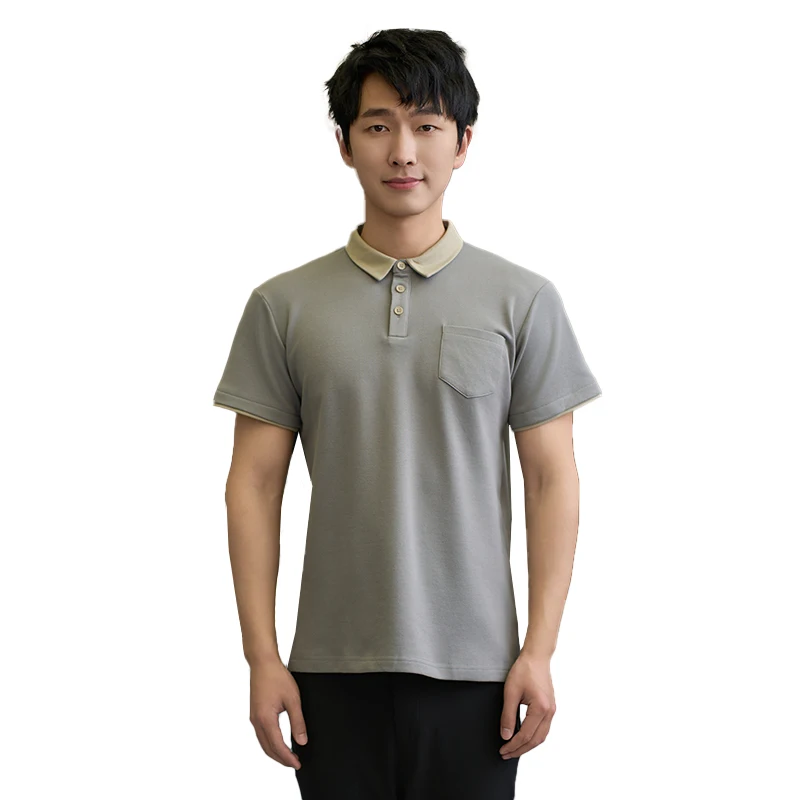 

Short Sleeve Uniform Men's Hotel Catering Work Clothes Hot Pot Waiter Workwear Restaurant Costume Canteen Garments Kitchen Coat