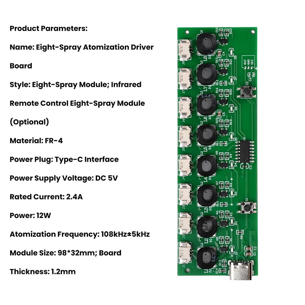 DC 5V 12W Sprühbefeuchter-Modul Zerstäubungssteuerplatine Ultraschall-Zerstäuber Unterstützt Schnelles Laden mit Typ-C-Schnittstelle – Detail 11