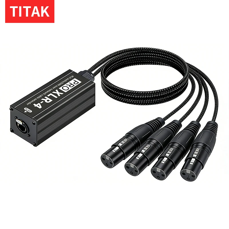 4 Channel Multi Network XLR Cable Extender Audio Snake STP Cat5 Cat6 Cat7 for Stage Sound Lighting and Recording Studio