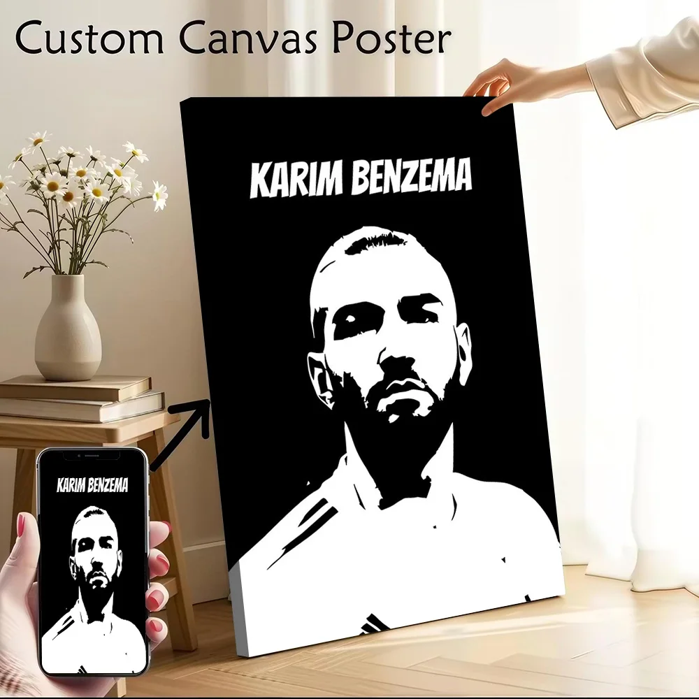 Póster Impreso en Lienzo de Karim Benzema, Arte Pop, Cuadros Personalizados, Arte de Pared, Pintura en Lienzo para Decoración, Cuadros Decorativos, Lienzos Decorativos