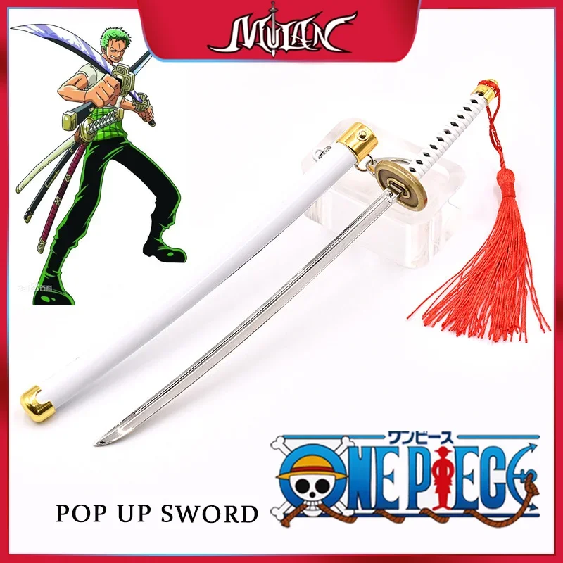 22cm/8.66inch Wado Ichimonji Pop-up Sword Metal Craft Model Kaychain with Sheath Anime One Piece Zoro Katana Real Steel Toys Boy