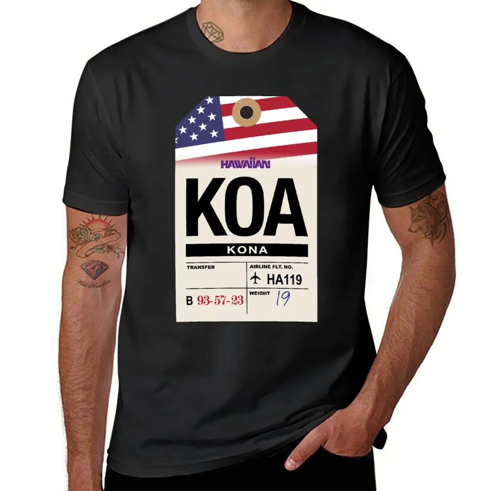 Kona (KOA) Airline Luggage Tag T-Shirt vintage korean fashion blacks mens t shirts casual stylish