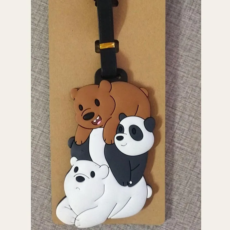 Cartoon Bears & Panda Luggage Tag Silica Gel Suitcase ID Addres Holder Women Men Baggage Boarding Tag Portable Label