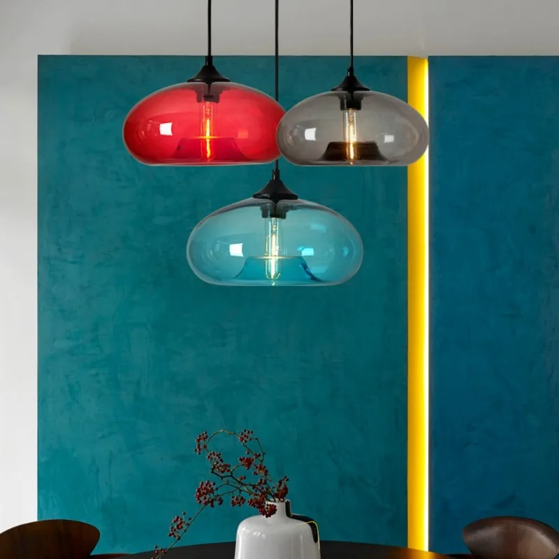 Modern Glass Pendant Lights for Restaurant Bar Shop Nordic Indoor Pendant Lamps Decoration Lighting Colorful Hanglamps