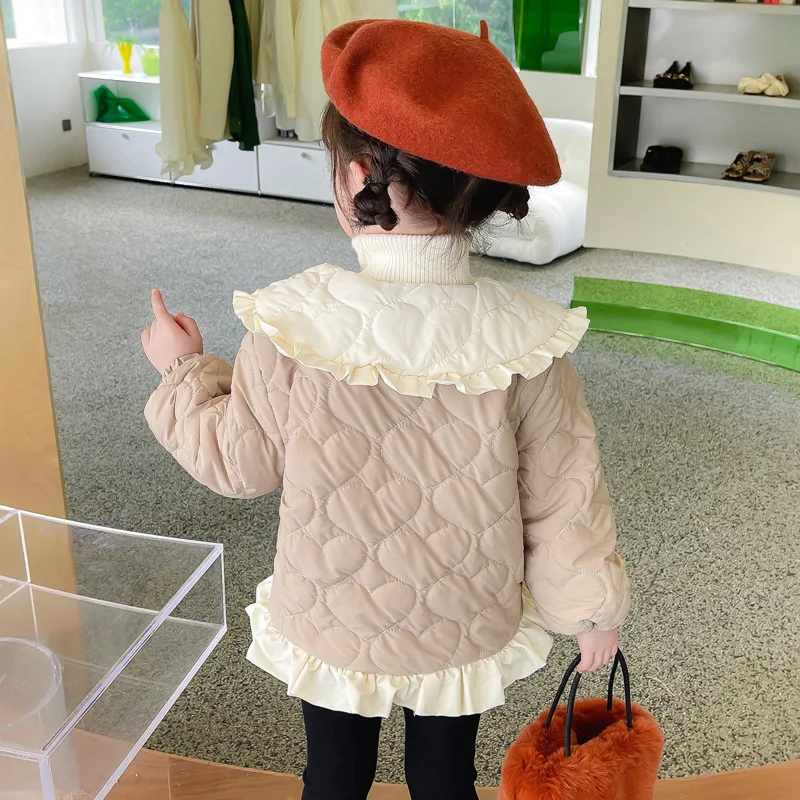 Girls Coat Jacket Winter Cotton Windbreak 2023 Flowers Warm Plus Thicken Velvet Teenagers Sport Gift Children\'s Clothing