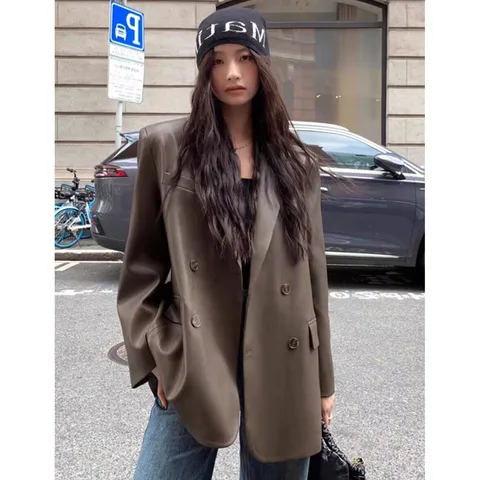 LUO. TAO. FUSH женский черный кожаный пиджак