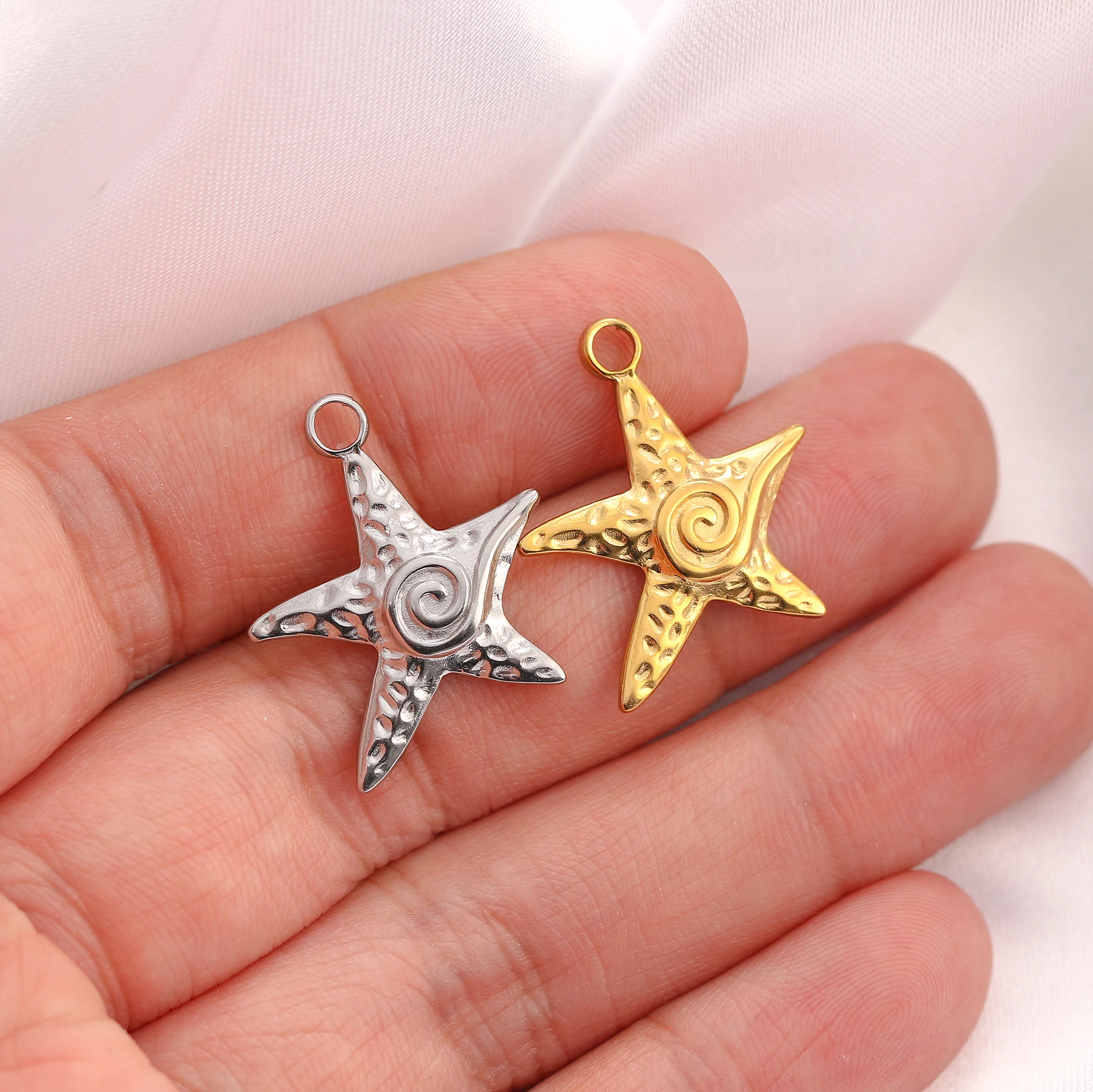 3PCS Stainless Steel Charms Ocean Series Animal Starfish Pendant Fit Original Bracelet Necklace DIY Jewelry Making Accessories