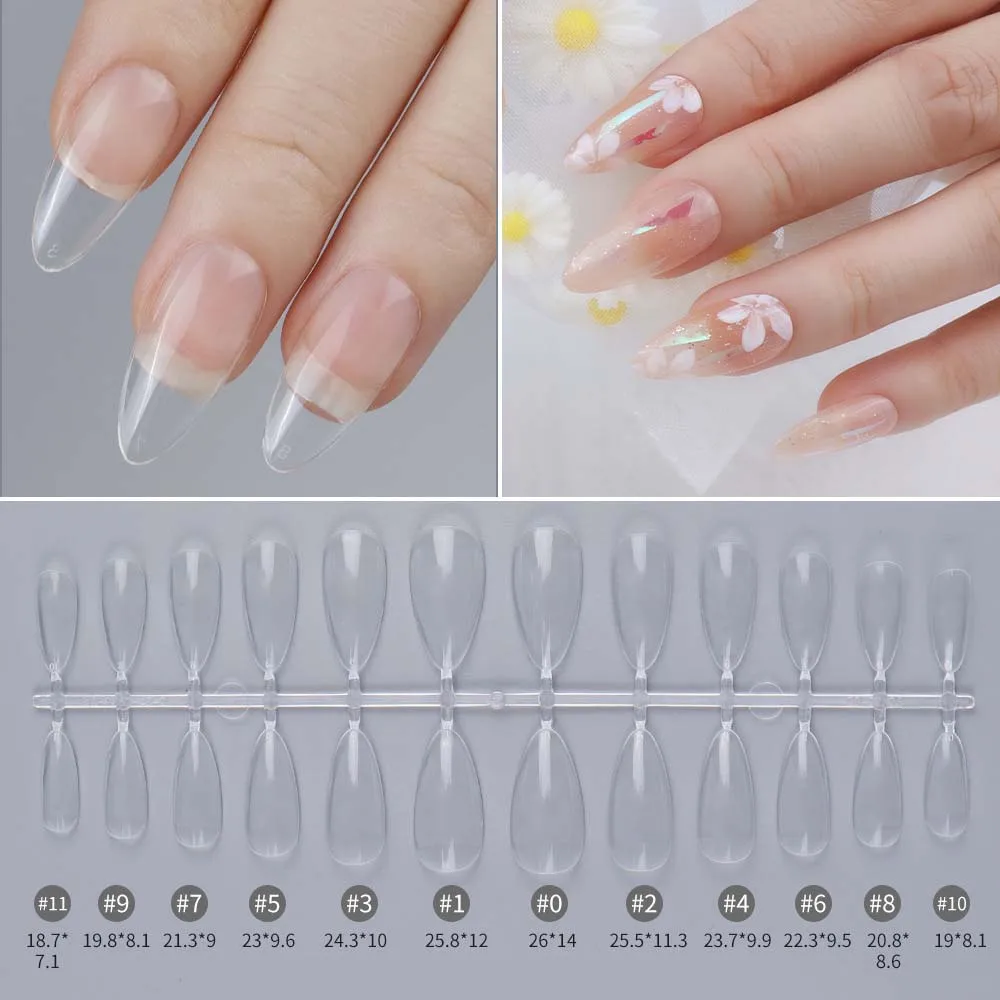 120Pcs Nail Tips American Gel Capsule X Extension System Soft Fake Nail Sculpted Almond Coffin Full Cover Press On Nail