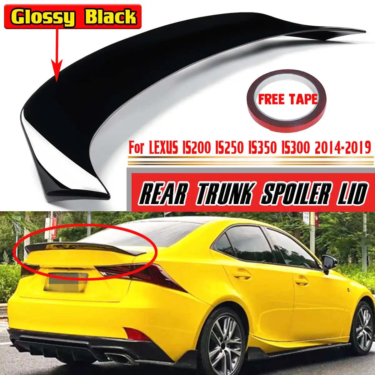 IS350 AR Style Car Rear Spoiler Wing Trunk Lip For LEXUS IS200 IS250 IS350 IS300 2014-2019 Car Rear Trunk Wing Spoiler Lip