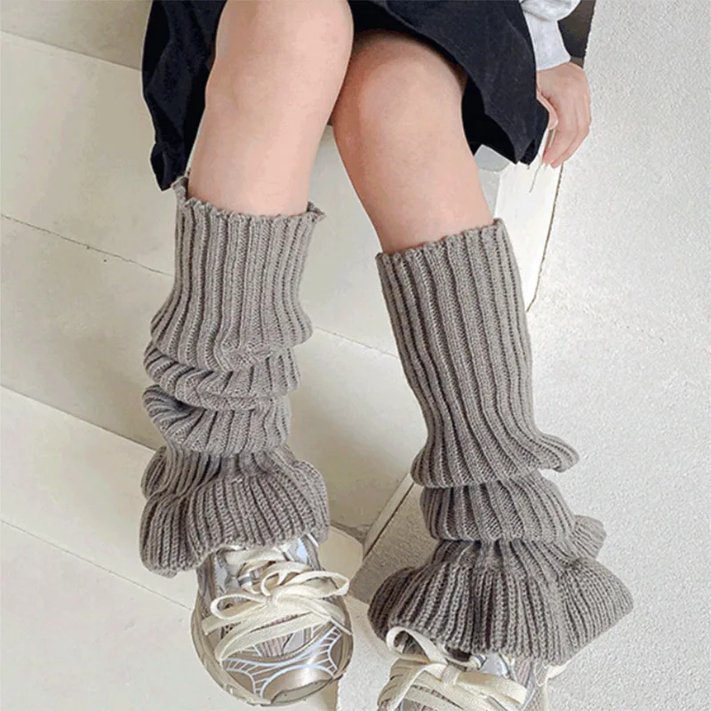 Candy Color Sweet Children Leg Warmers for Girls Lolita Style Knitted Socks Warm Foot Cover Guards Elastic Versatile Socks