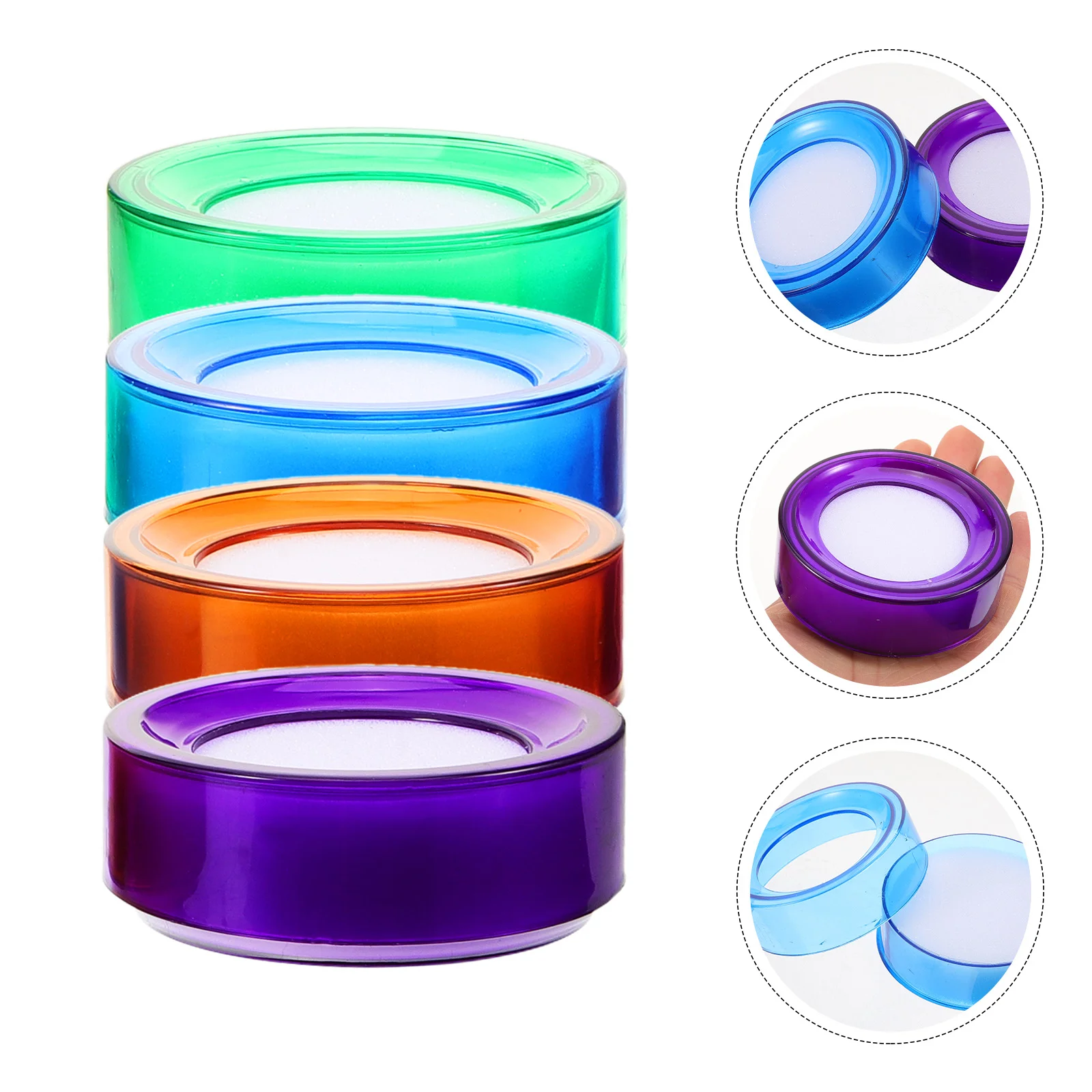 

4 Pcs Bank Money Counting Cylinder Kids Water Bottle Simple Fingertip Moistener Accessories Sponge