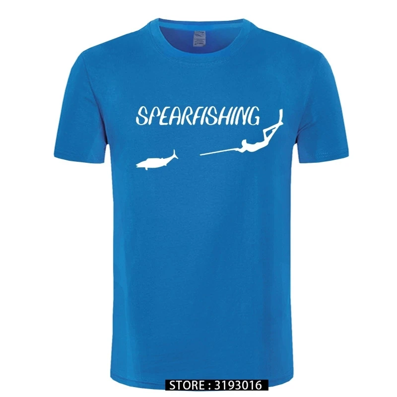 Sperfishing Freediving Spearfish Print T-shirt Men O-Neck T-shirt Short Sleeve Shirt Casual Tshirt Tee Tops