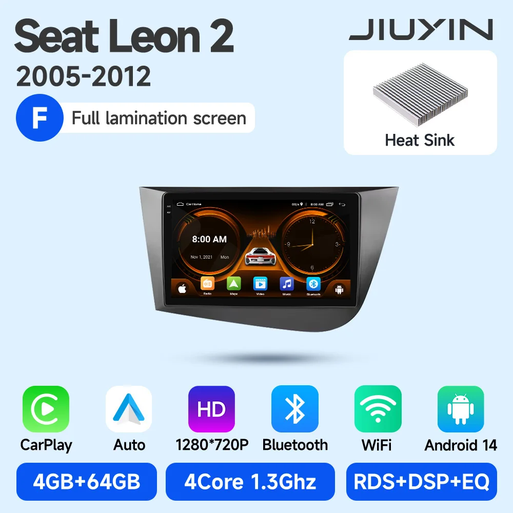 JIUYIN 2Din Autoradio Multimedia Speler Voor Seat Leon 2 MK2 2005-2012 Android 13 4G GPS WIFI Navigatie Stereo Head Unit Carplay