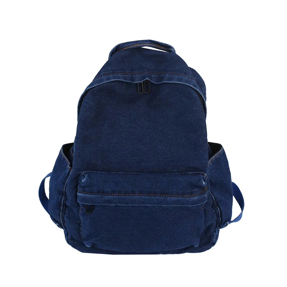 1pc Canvas Rucksack For School School Backpack Work Denim Satchel Travel Shopping Backpack Retro Stylish Dark Blue