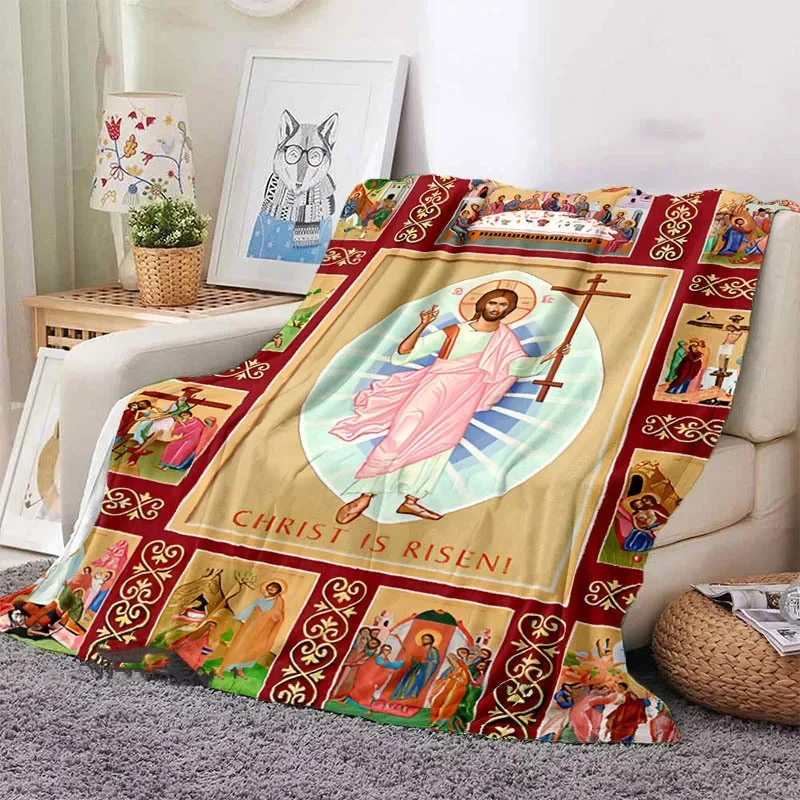 Jesus Faith Theme Flannel Throw Blanket Pretty Kids Warm Blanket Soft Comfortable Home Travel Blanket Birthday Gift Kids Adults